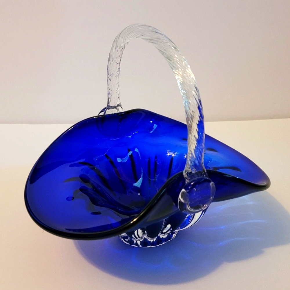 Elegant Blue Glass Basket